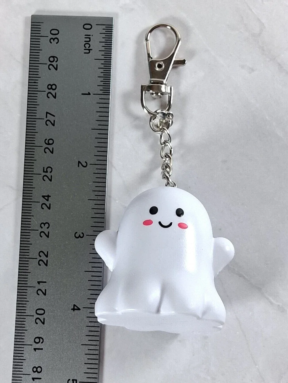 Handmade Ghost Keychain Charm – Upcycled Halloween Bag Purse Backpack Access